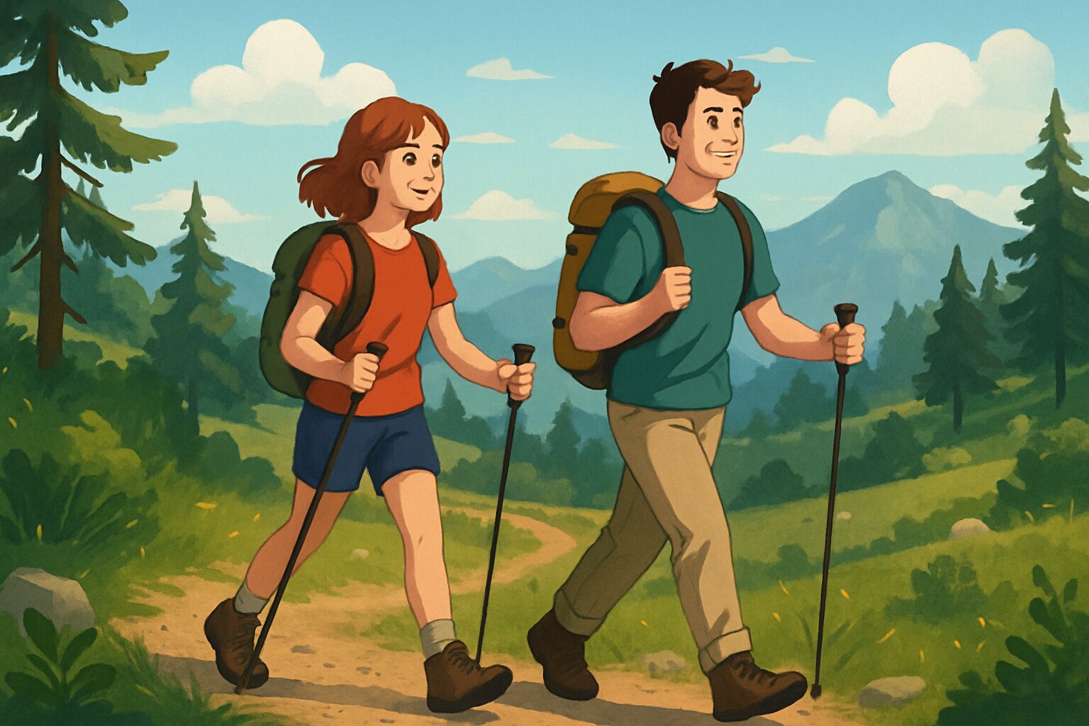 hiking benefits animated illustration